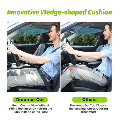 Soft Dense Memory Foam Car Seat Cushion for Driving - Seat Cushion for Car Seat Driver with Wedge Design & Raised Back to Broaden Vision, Provides Comfort for Lower Back & HIPS (Passenger Use Too)