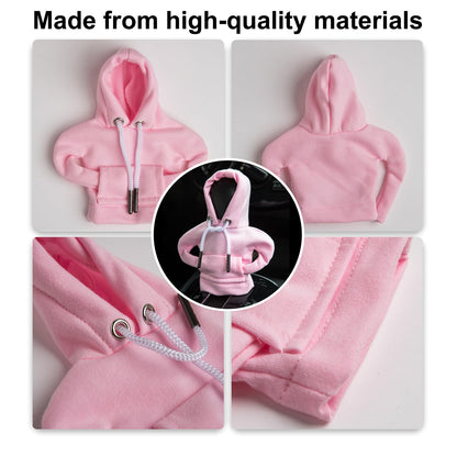 ECDREAM 2Pcs Gear Shift Hoodie,Car Shift Knob Hoodie,Funny Car Gear Shift Cover,Automotive Interior Accessories and Decorations（Blue and Red）