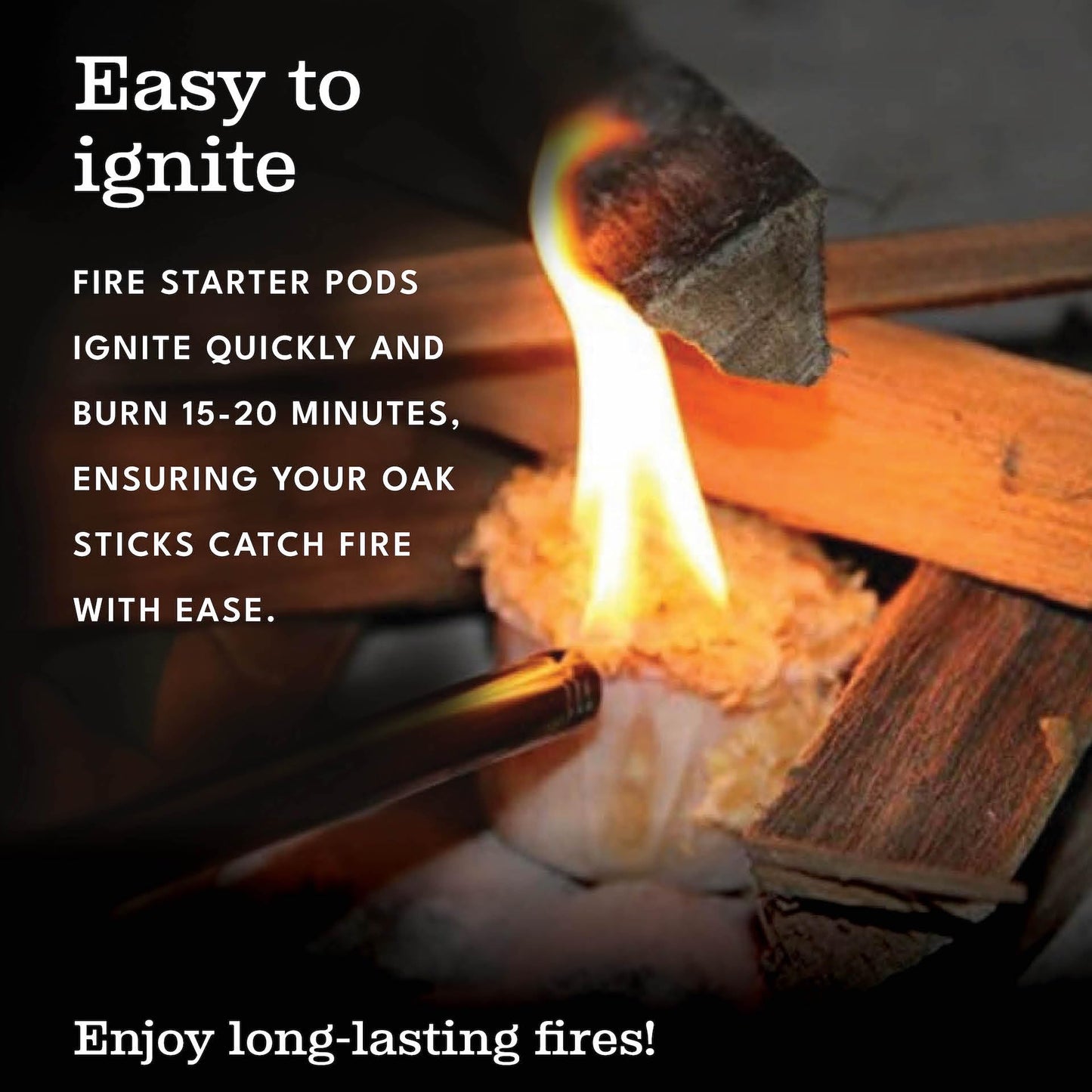 Superior Trading Oak Mini Fire Wood w/Fire Starter Pods, Winter Fireplace Starter, Wood Stove, USDA Cert 4-5” Kiln Dried Firewood, USA Made, 10-11 lbs in Plastic Storage Box