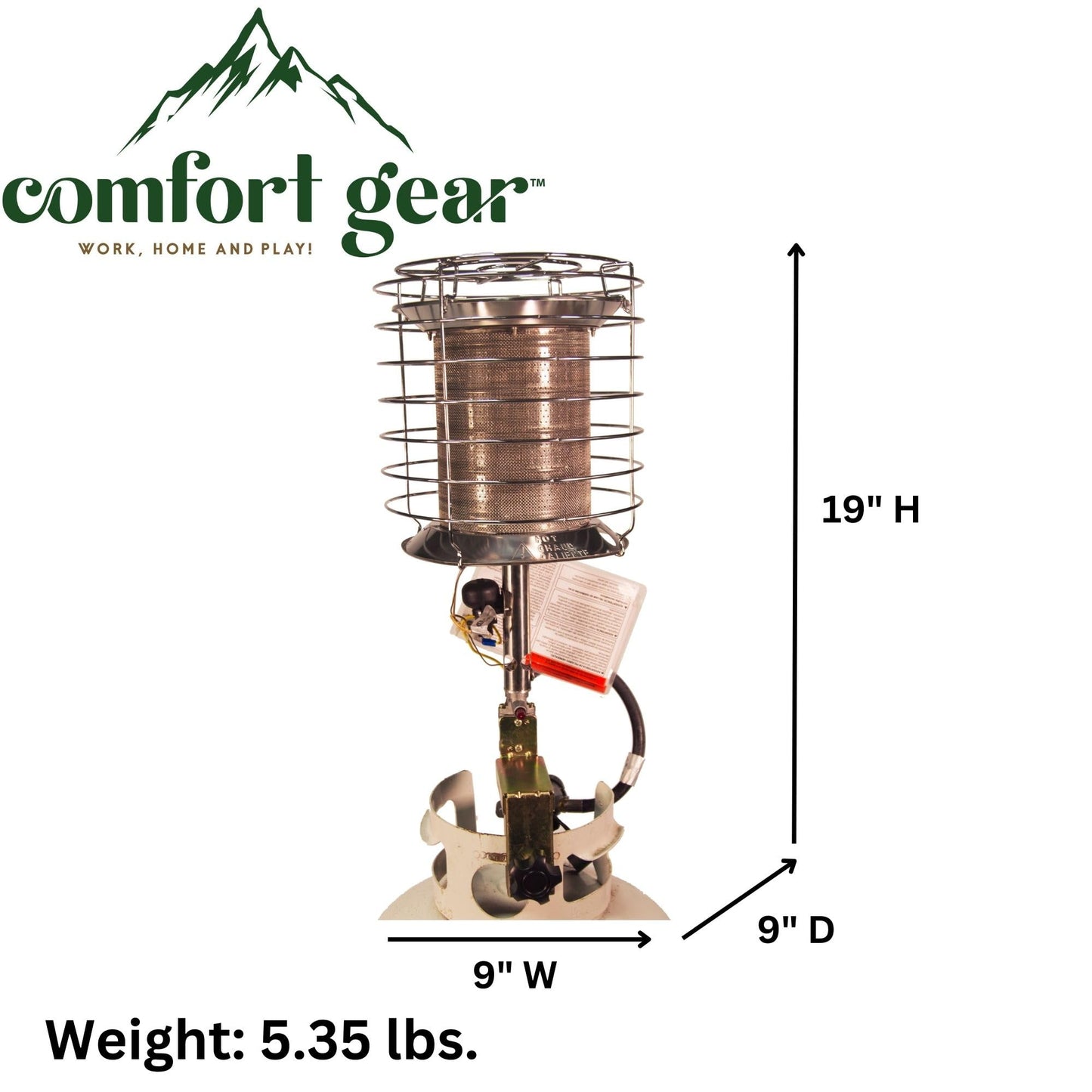 Dura Heat TT-360 Propane(LP) 360 Degree Tank Top Heater, Length: 8.9in, Width: 8.9in, Height: 20.24in,Silver