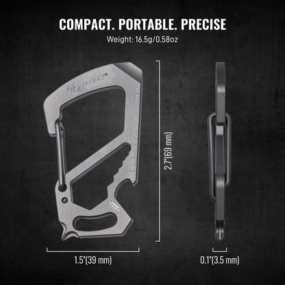 TACRAY Titanium Carabiner Keychain Clip, Anti-Lost Key Holder, Quick Released Backpack Clasps/Hook with Multitools of Bottle Opener and Mini Ruler for EDC