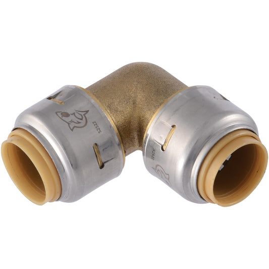 SharkBite Max 1/2 Inch 90 Degree Elbow, Push to Connect Brass Plumbing Fitting, UR248A