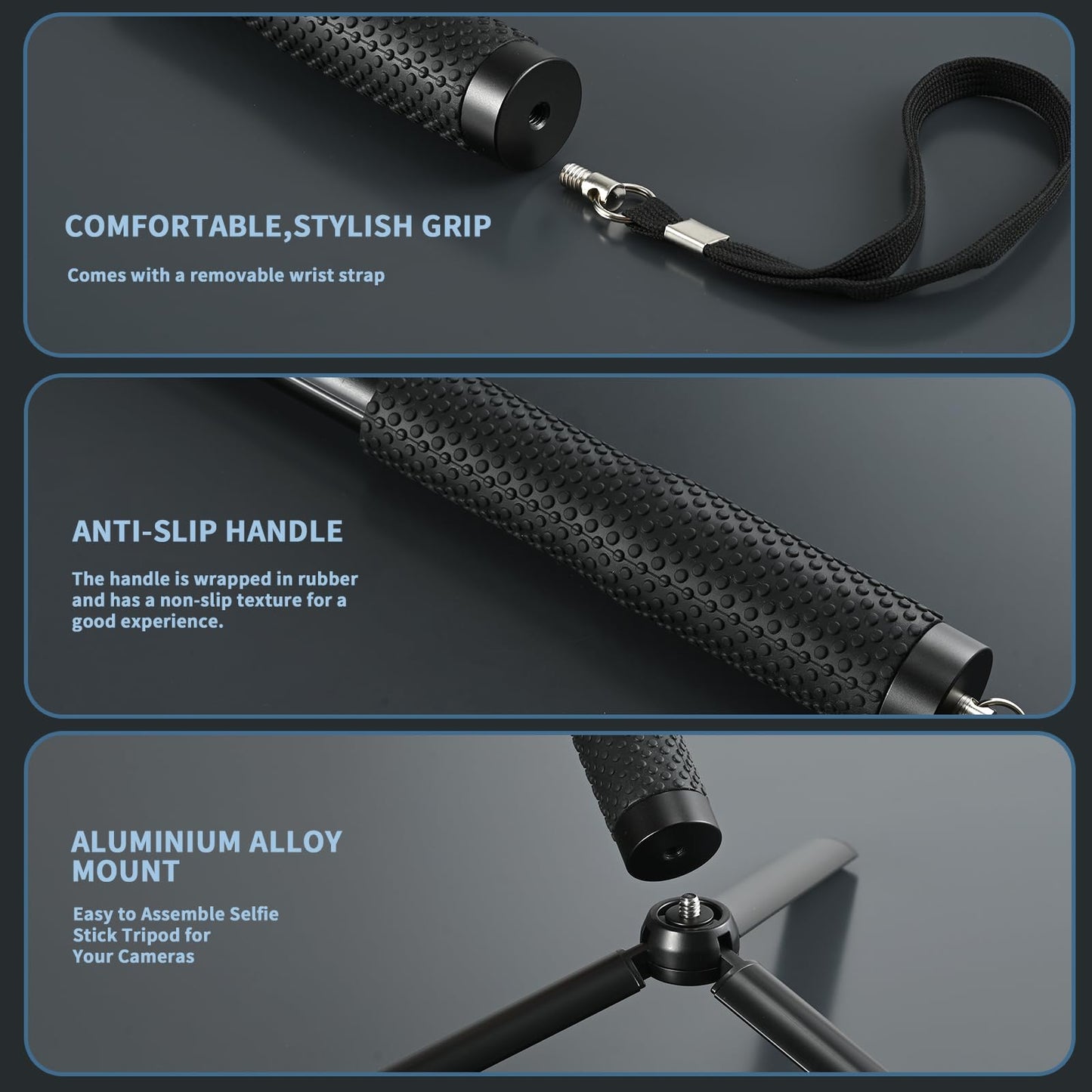 Trehapuva 36'' Extension Selfie Stick Extendable Monopod Pole Waterproof Handle Grip Accessories Compatible for GoPro Max Hero 13 12 11 10 9 8 7 6 5 Insta360 AKASO DJI Osmo Action Camera and More