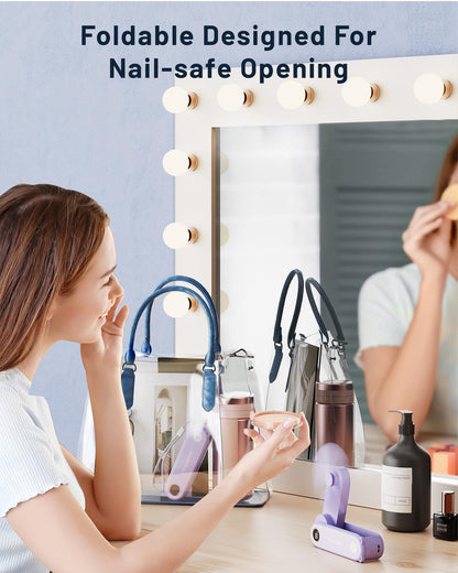 SWEETFULL Portable Handheld Mini Fan with LED Display, 3-in-1 Personal Foldable USB Rechargeable Hand Held Fan & Flashlight for Travel, Lash Eyelash, Cute Small Pocket for Women, Girls