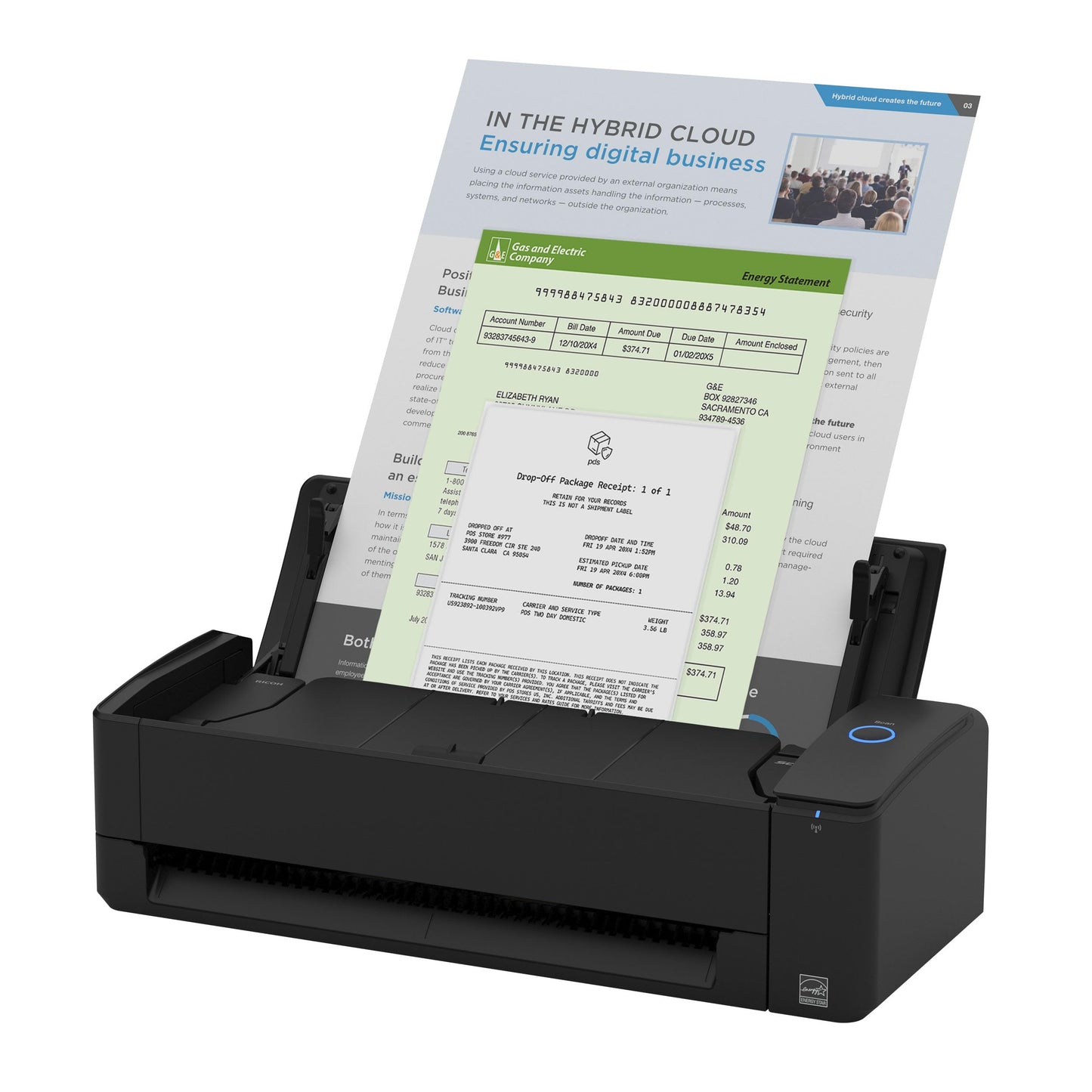 ScanSnap iX1300 Compact Wireless or USB Double-Sided Color Document, Photo & Receipt Scanner with Auto Document Feeder and Manual Feeder for Mac or PC, Black