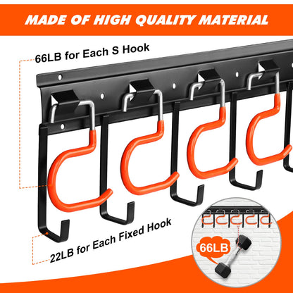 TVKB 68'' All Metal Garden Tool Organizer Wall Mount Garage Organizers and Storage with Hooks Tool Hangers for Shed