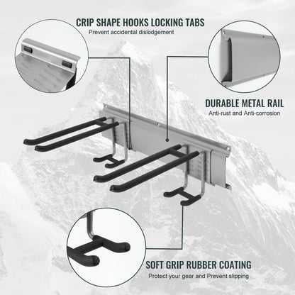 Aking Ace Wall Mount Tool Storage Rack, Heavy Duty Garage Organizer, Garden Hooks and Hangers, Hold Up to 350lbs Grey AK806