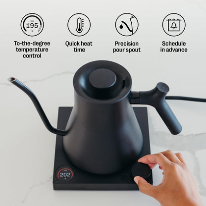 Fellow Stagg EKG Pro Electric Gooseneck Kettle - Pour-Over Coffee and Tea, Quick Heating, Precise Temperature Control, Scheduling, Built-in Brew Timer, Matte Black, 0.9 Liter