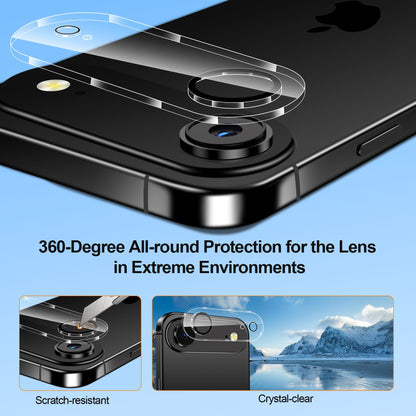 QHOHQ 3 Pack Screen Protector for iPhone Air + 3 Pack Camera Lens Protector, 9H+ Shatterproof Tempered Glass for iPhone 17 Air, [12FT Military Grade Protection], 1-Second Auto-Install, Case Friendly