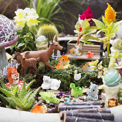 DIYDEC 40pcs Mini Resin Animal 40 Styles Tiny Resin Animals Miniature Little Small Animal Figures Bulk for Micro Fairy Garden Landscape Accessories Dollhouse Hide Crafts Decor Aquarium Toys