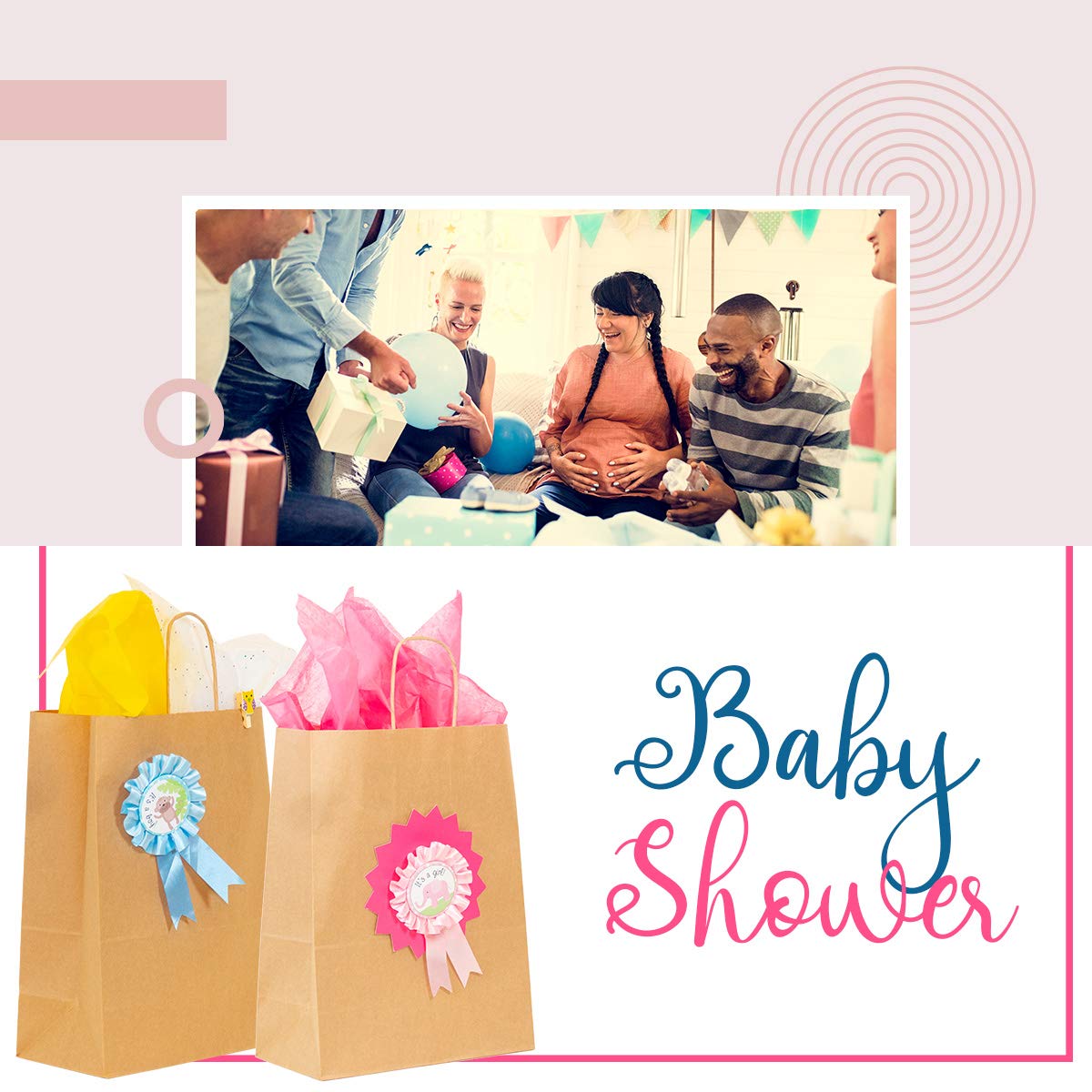 Qutuus Kraft Paper Gift Bags with Handles 8x4.5x10 25Pcs Brown Gift Bags Bulk Medium Size Small Business Bags, Party Bags, Retail Kraft Shopping Bags