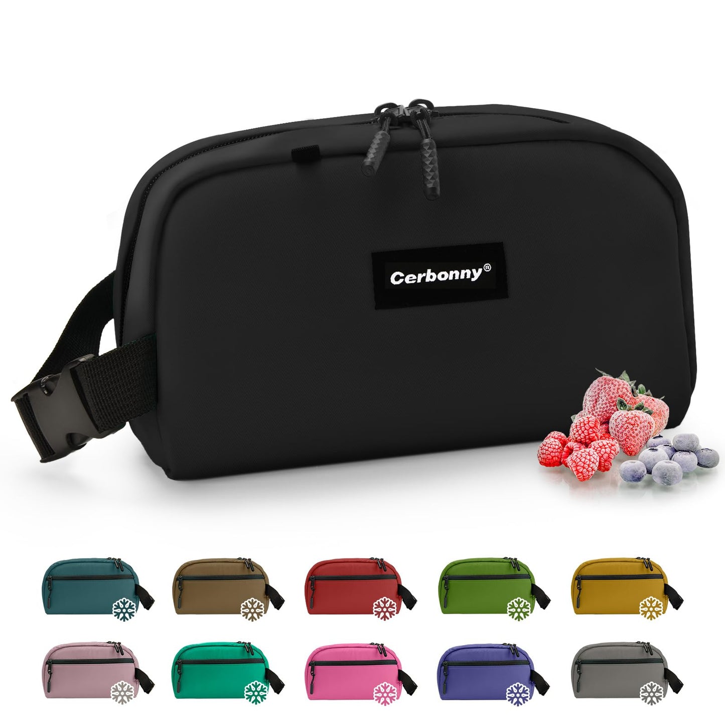 CERBONNY Small Cooler Bag Freezable Lunch for Work School Travel,Leak-proof Bag,Small Insulated For Kids/Adults,Freezer Bags,Freezable Snack Bag,Mini Fit Yogurt Black