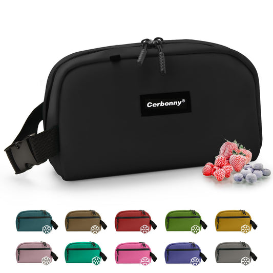 CERBONNY Small Cooler Bag Freezable Lunch for Work School Travel,Leak-proof Bag,Small Insulated For Kids/Adults,Freezer Bags,Freezable Snack Bag,Mini Fit Yogurt Black