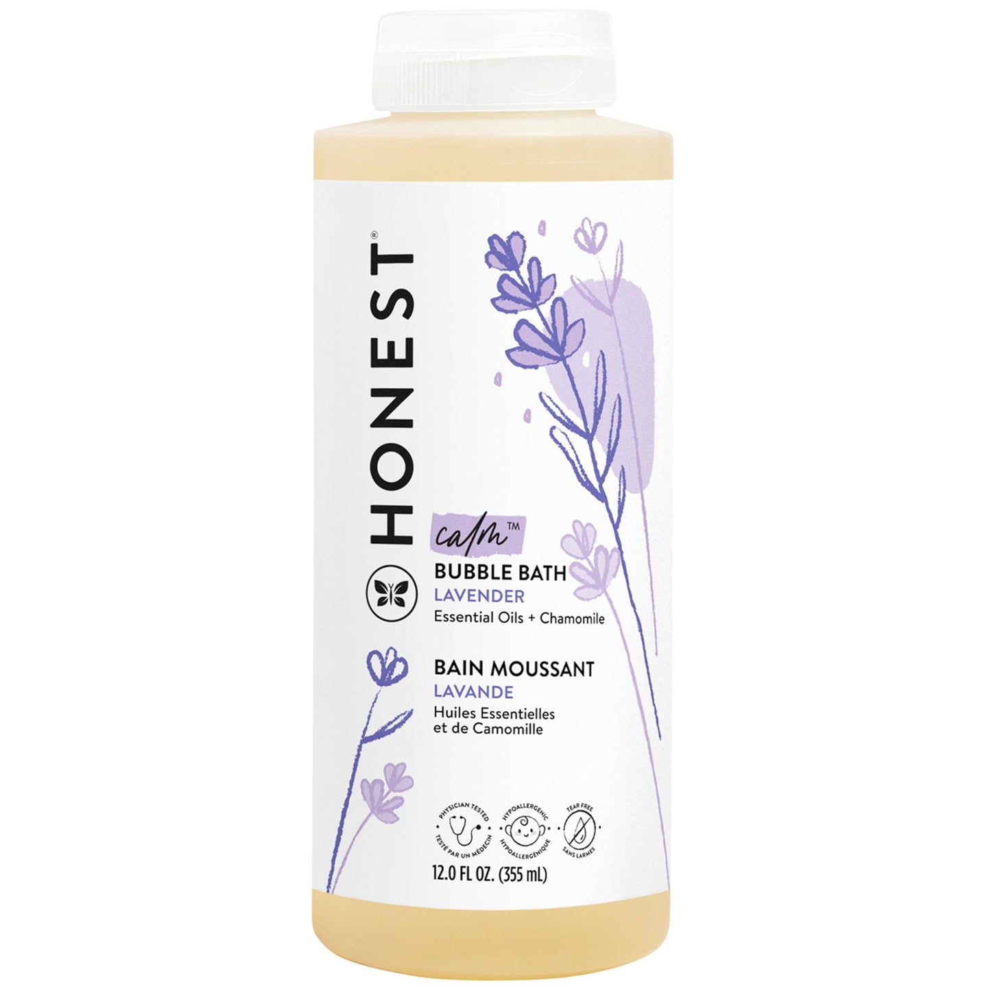The Honest Company Foaming Bubble Bath | Gentle for Baby | Naturally Derived, Tear-free, Hypoallergenic | Lavender Calm, 12 fl oz