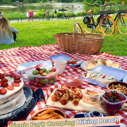 RUIBOLU Large Picnic Blankets,80x60in Beach Blanket Sandproof Beach Mat for 3-5 Adults Waterproof Quick Drying Outdoor Picnic Mat for Travel Camping Hiking(Red Plaids)