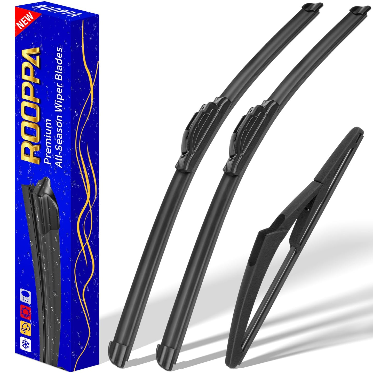 3 wipers Replacement for 2006-2011 Mini Cooper, Windshield Wiper Blades Original Equipment Replacement - 19"/18"/10" (Set of 3) U/J HOOK