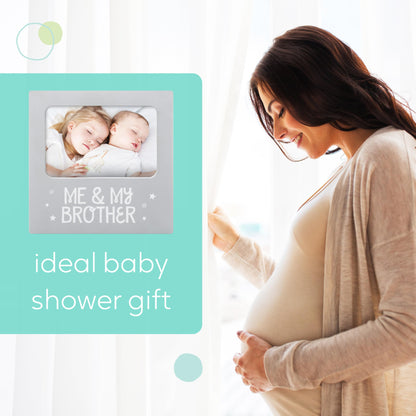 Tiny Ideas Me and My Brother Picture Frame, Christmas Photo Picture Frame, Sibling Keepsake, Ideal Big Brother Gift, Shower Gift and Gender Neutral Nursery Decor, Gray