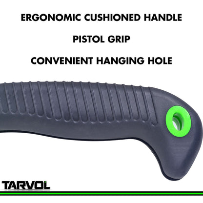 Tarvol Folding Hand Saw (Razor Sharp 7" Blade) Foldable Compact Hand Held Design Jab Saw- Perfect for Pruning, Trimming, Sawing, Camping, Hiking, Hunting & Cutting Wood, Drywall, Bone, & More!