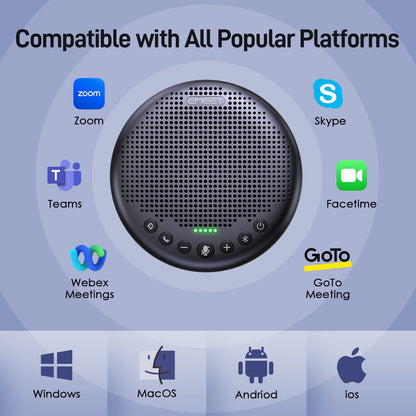 EMEET Conference Speaker and Microphone w/8+1 Mics, 360° Voice Pickup, Noise Reduce, Bluetooth/USB/Dongle Speakerphone for 14 People w/Daisy Chain for 25, Compatible w/Leading Platforms, 2025 Version