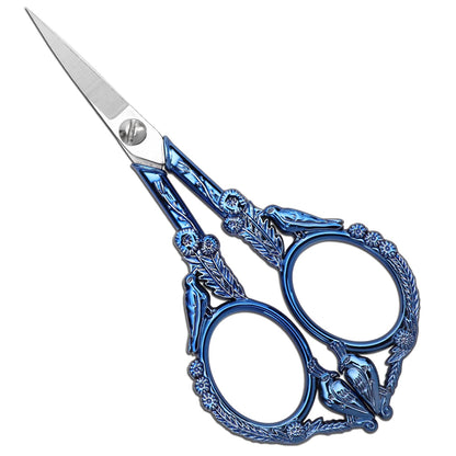 YOUGUOM Embroidery Scissors, Small Sharp Pointed Detail Shears for DIY Craft Needlework Yarn Sewing Cross Stitch Thread Cutting Handicraft Tool, 4.6in Blue Little Bird