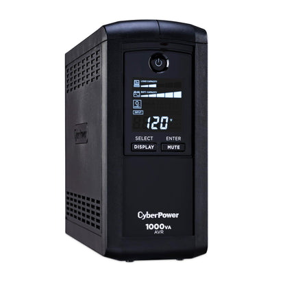 CyberPower CP1000AVRLCD Intelligent LCD UPS Battery Backup and Surge Protector, 1000VA/600W, 9 Outlets, AVR, Mini-Tower, UL Certified