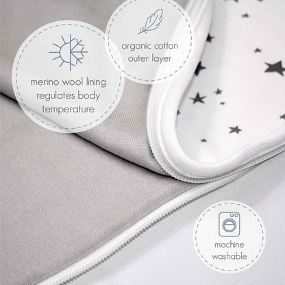 Woolino Toddler Sleeping Sack, 4 Season, Merino Wool and Organic Cotton, Baby Sleep Bag, 2-4 Years, Strawberry