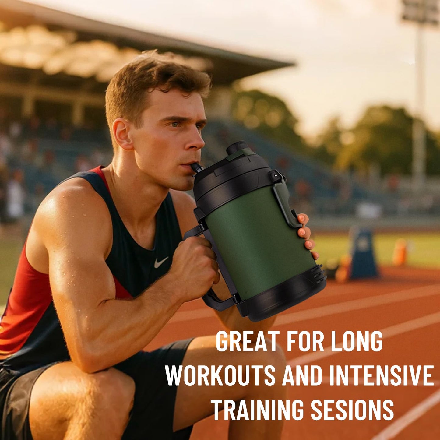 Zukro 1 Gallon Water Jug, One Gallon Large Triple Wall Insulated Metal Jug With Straw and Spout, No Sweat 128 oz Stainless Steel Sport Water Bottle Keeps Cold 48 Hours for Outdoors, Black