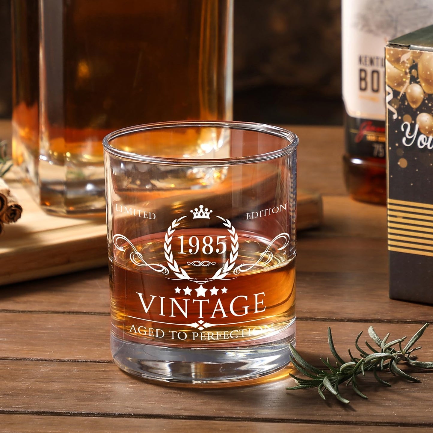 AOZITA 40th Birthday Gifts for Men - 40th Birthday Decorations for Men, Party Supplies - 40th Anniversary Ideas for Him, Dad, Husband, Friends - 11oz Whiskey Glass