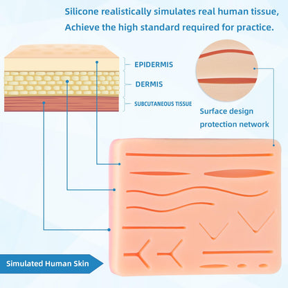 Spectabilis Suture Practice Kit for Medical Students, Silicone Pad Surgery Wounds Closure Suturing, Supplies for Vet Nursing Students Surgical Stitches Kits De Suturas Med School Essentials.