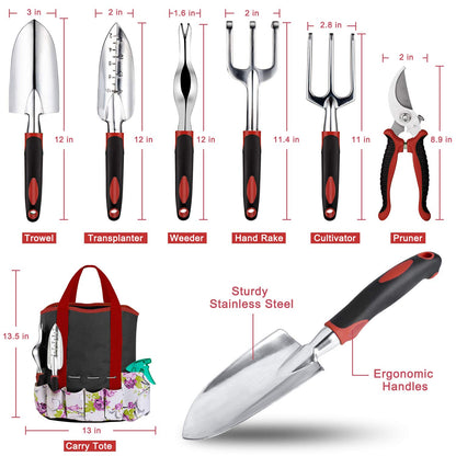 Tudoccy Garden Tools Set 83 Piece, Succulent Tools Set Included, Heavy Duty Aluminum Gardening Tools for Gardening, Non-Slip Ergonomic Handle, Durable Storage Tote Bag, Gifts for Men Women
