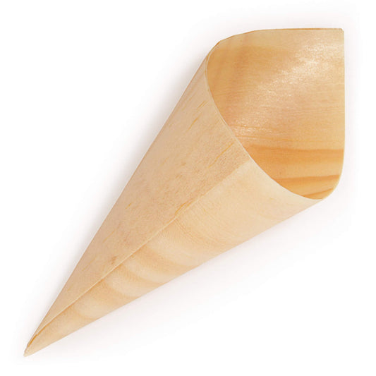 BambooMN - Disposable Food and Appetizer Wood Cones - 3.1" x 1.5" - 100 Pieces