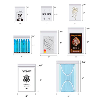 Clear Resealable Zipper Poly Bags - 300pcs, 5" x 7", Self-Lock Plastic Bags, Reclosable, 2 Mil A6 Cards Envelopes, Storage & Crafts, Candy Packaging (12 Sizes)