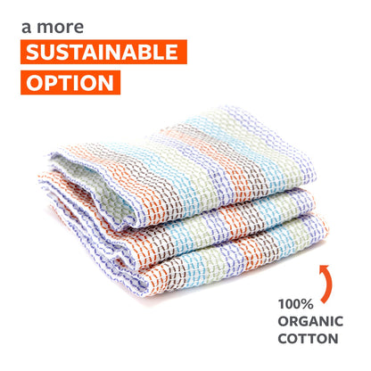 Full Circle Tidy 100% Organic Cotton Dish Cloths, Set of 3, Multicolored