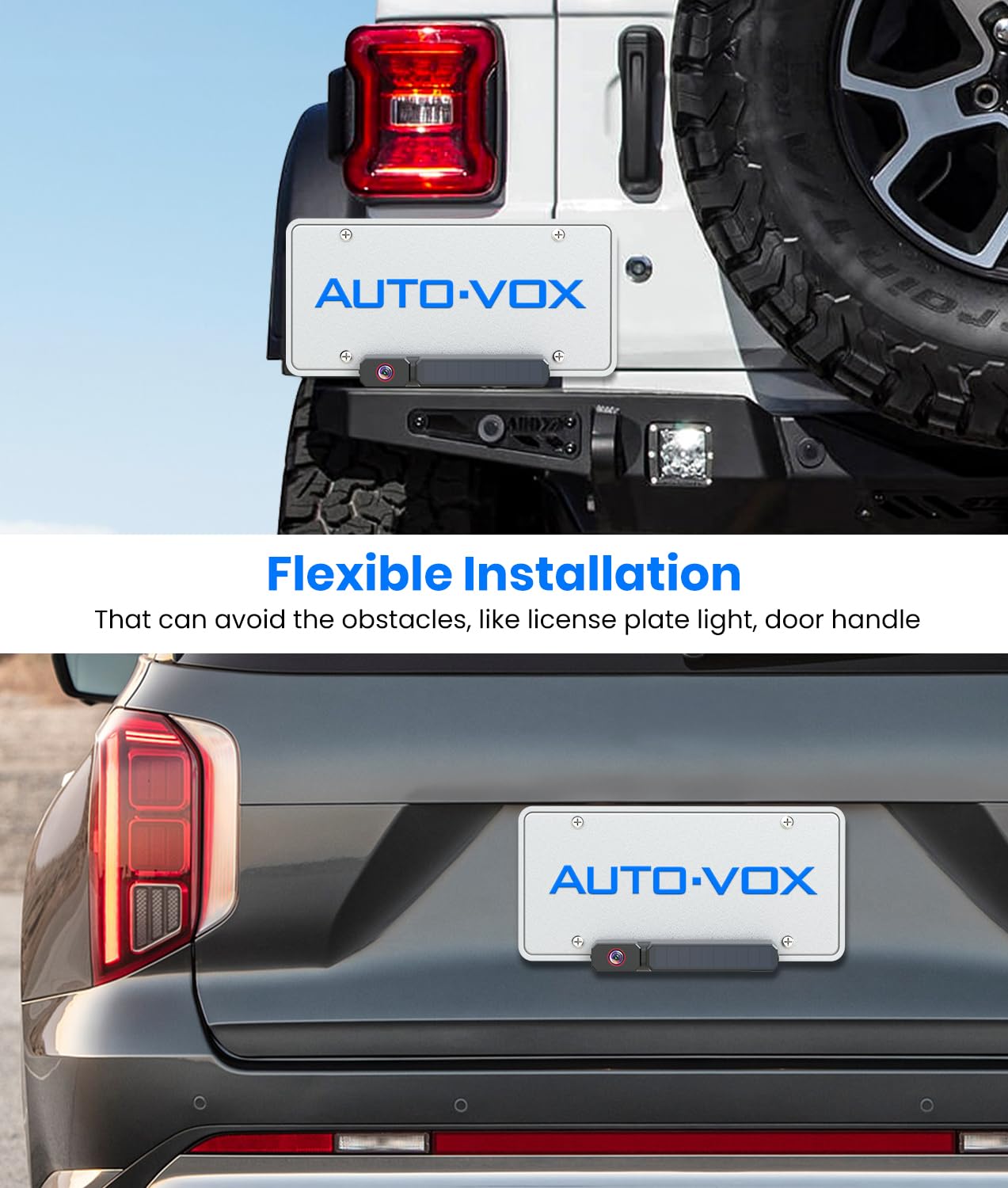 AUTO-VOX Solar Wireless Backup Camera:5" HD 1080P Monitor,3 Mins DIY Installation & 5000 mAh Battery Powered Solar Back Up Camera Systems, IP69K Waterproof Reverse Camera for Car, Van, Truck, Trailer