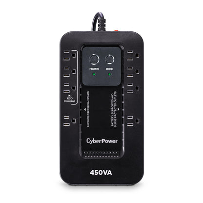 CyberPower EC450G Ecologic Battery Backup & Surge Protector UPS System, 450VA/260W, 8 Outlets, ECO Mode, Compact Uninterruptible Power Supply