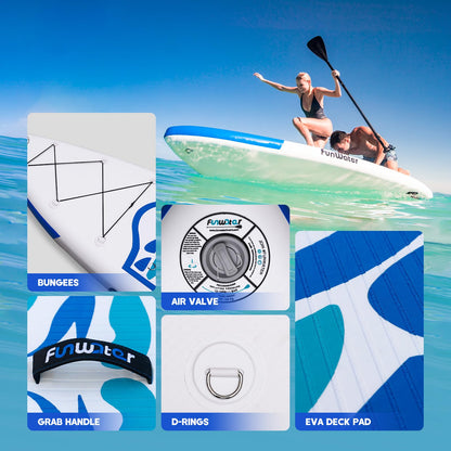 FunWater Inflatable 10'6×33"×6" Ultra-Light (17.6lbs) SUP for All Skill Levels Everything Included with Stand Up Paddle Board, Adj Floating Paddles, Pump, ISUP Travel Backpack, Leash,Waterproof Bag