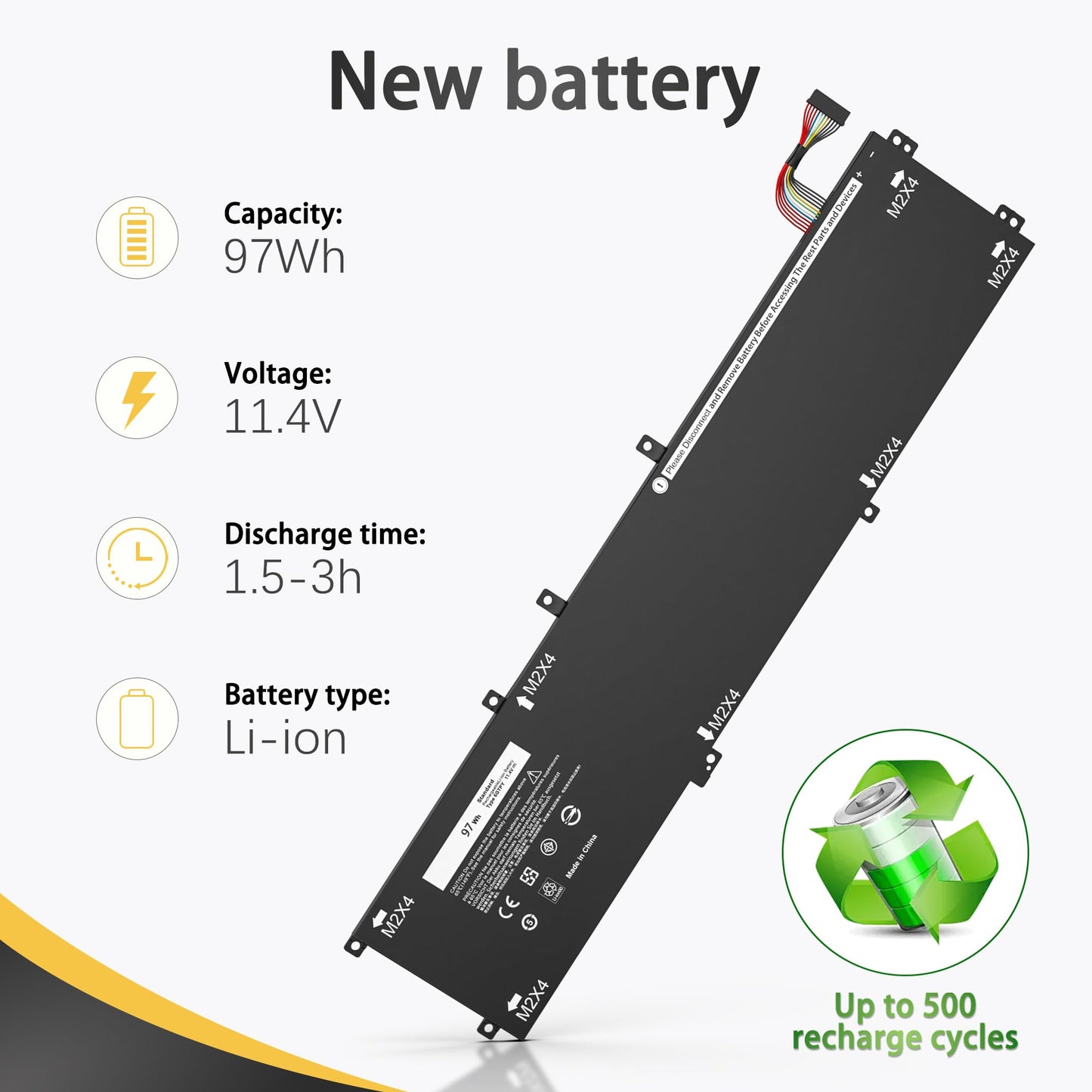 SLE-TECH 97Wh 6GTPY Laptop Battery for Dell XPS 15 9550 9560 9570 7590 Vostro 7500 7590 4GVGH 1P6KD 5XJ28 GPM03 P56F Inspiron 15 7500 7501 7590 7591 Precision 5520 5530 5540 5510 6-cell Laptop Battery