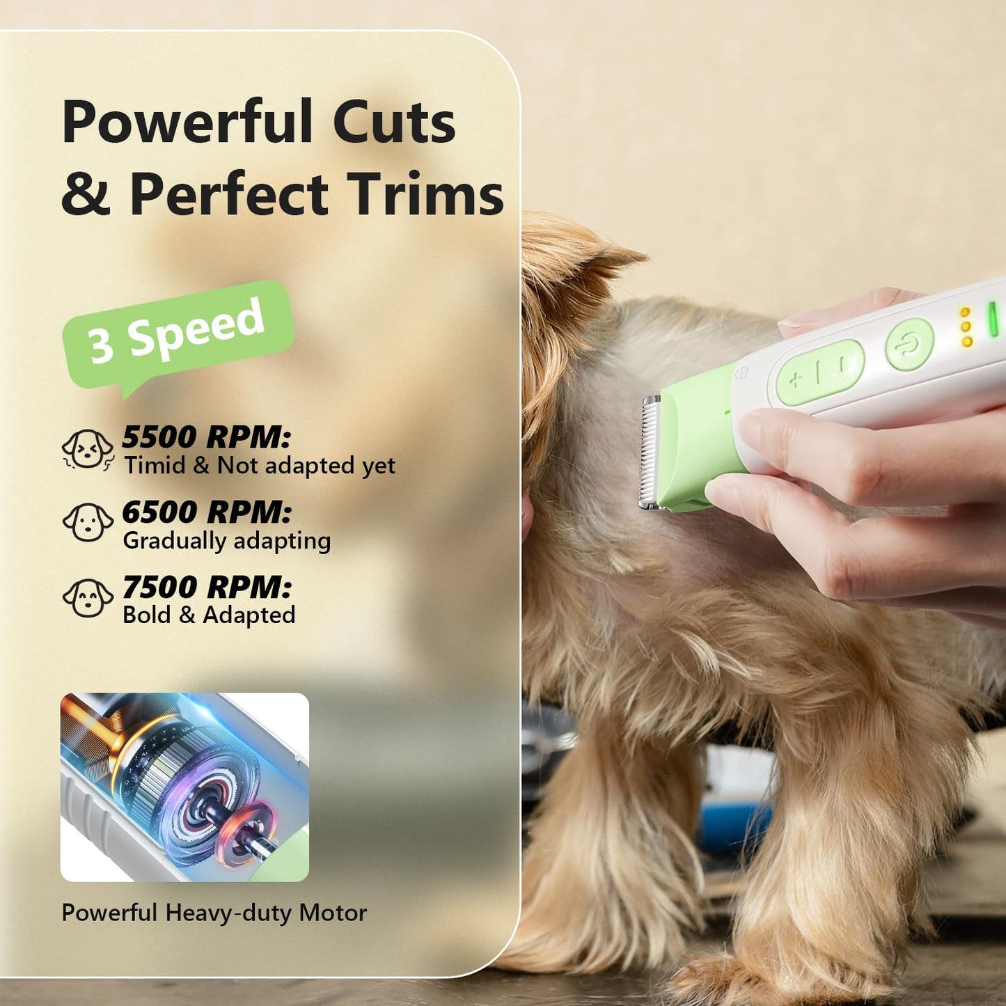 FuzzyFix Dog Grooming Kit, 4 in 1 Pet Clippers for Grooming Supplies, Cordless Dog Paw Trimmer Nail Grinder, Professional Long Hair Shaver for Matted Hair Cat Small Dogs Thick Coats