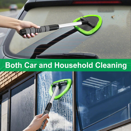 XINDELL Windshield Cleaner Tool – Upgrade Large Head Car Interior&Exterior Window Cleaning Kit with Extendable Handle & 4 Microfiber Pads, Auto Wiper Brush for Car, Trucks, SUVs, RVs & Home Windows