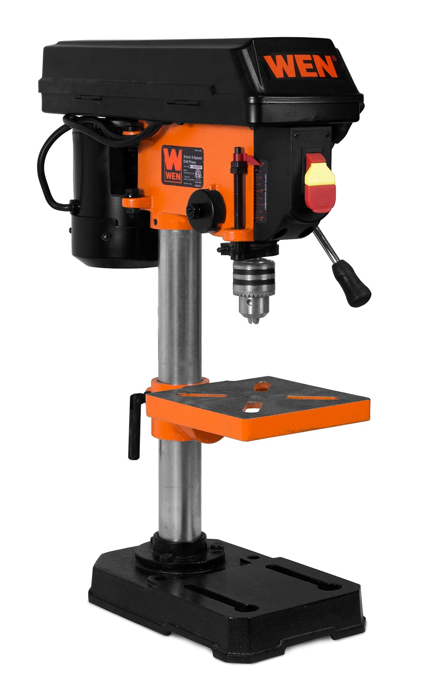 WEN 4208T 2.3-Amp 8-Inch 5-Speed Cast Iron Benchtop Drill Press,Black/Orange