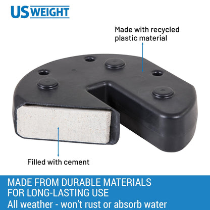 US Weight 40 Pound Canopy Weight Set of 4 and Carry Strap with No-Pinch Design - Easy Installation and Removal to Secure Tents, Canopies, and Umbrellas at Outdoor Events