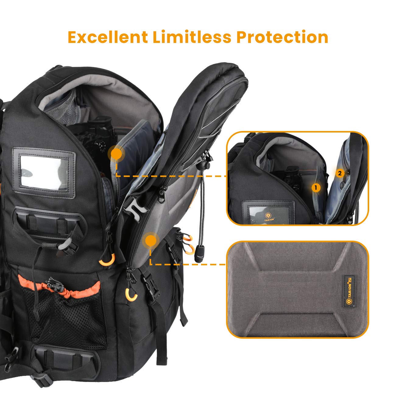 TARION Large Waterproof Camera Backpack - 2 in 1 Professional Camera Bags for Photographers with 15.6" Laptop Compartment & Raincover & Tripod Holder (PB01)