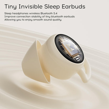 sunvito Sleep Earbuds for Side Sleepers, Mini Invisible Wireless Bluetooth 5.4 Micro Sleep Headphones, Hidden Earbuds with LED Screen for Small Ears Sleeping, Exercise, Working, Hiking (Beige)