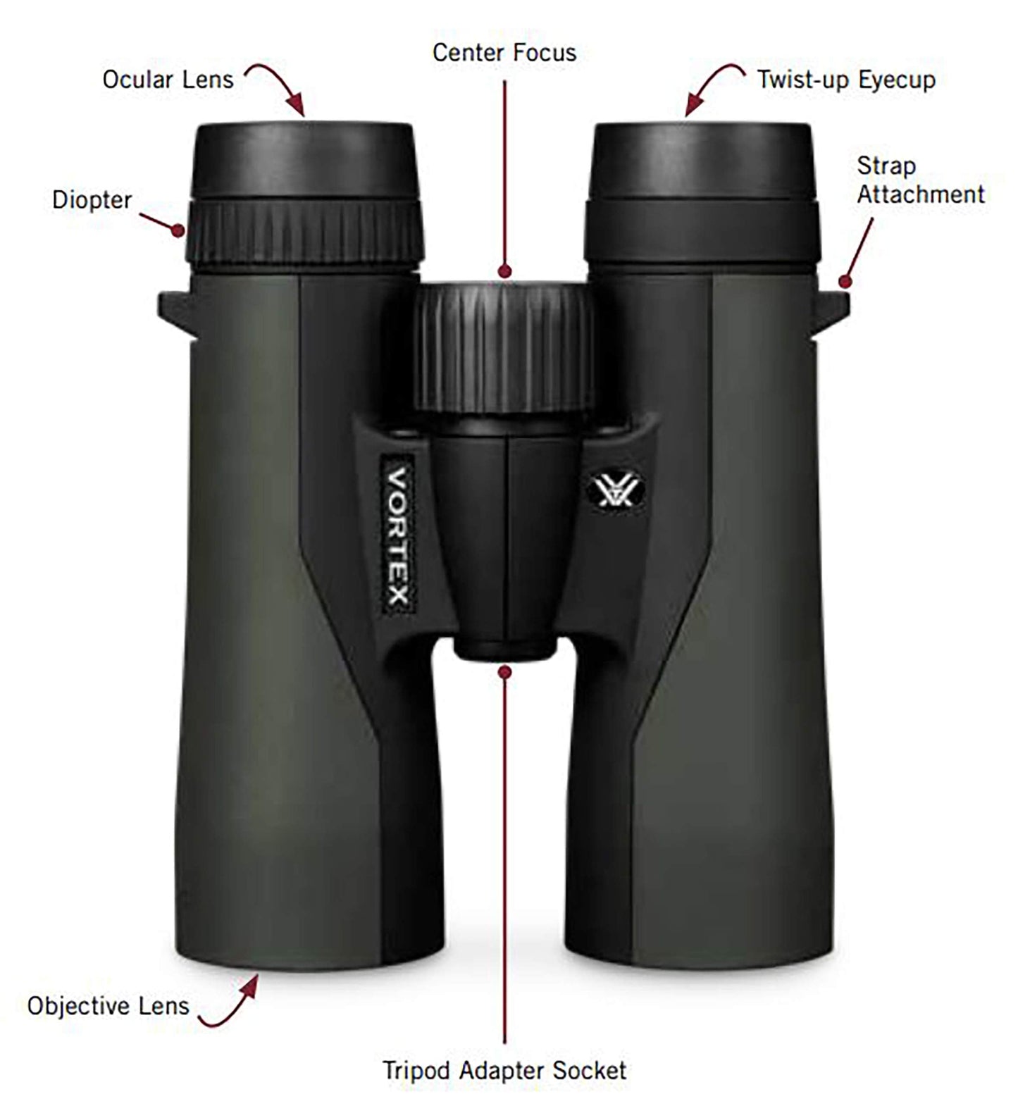 Vortex Optics Crossfire HD 8x42 Binoculars - HD Optical System, Tripod Adaptable, Rubber Armor, Waterproof, Fogproof, Shockproof, Included GlassPak - Unlimited, Unconditional Warranty