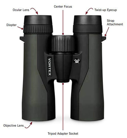 Vortex Optics Crossfire HD 8x42 Binoculars - HD Optical System, Tripod Adaptable, Rubber Armor, Waterproof, Fogproof, Shockproof, Included GlassPak - Unlimited, Unconditional Warranty