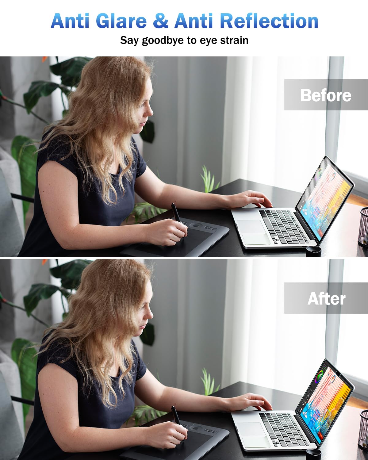 F FORITO 2-Pack Anti Blue Light Matte Screen Protector Compatible with MacBook Air 15.3 inch (2023-2025, M2, M3, M4), Eye Protection Blue Light Blocking Anti Glare Computer Screen Cover