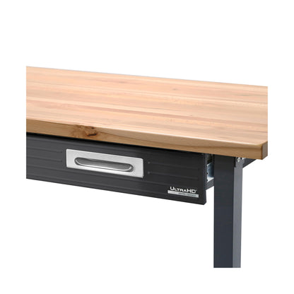 Seville Classics UltraGraphite Wood Top Workbench on Wheels with Sliding Organizer Drawer Table, 48", Graphite