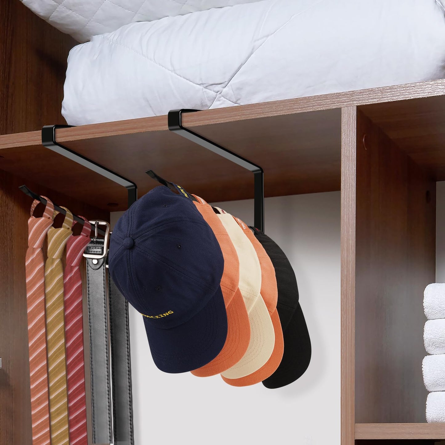 Tumbler Lid Organizer, Horizontal Tumbler Lid Storage Hook Up to 10 Lids, Space Saving Cup Lid Holders Under Cabinet Tumbler Lid Hook for Kitchen Organizer and Storage,Hanging Paper Towel Rack Hanger