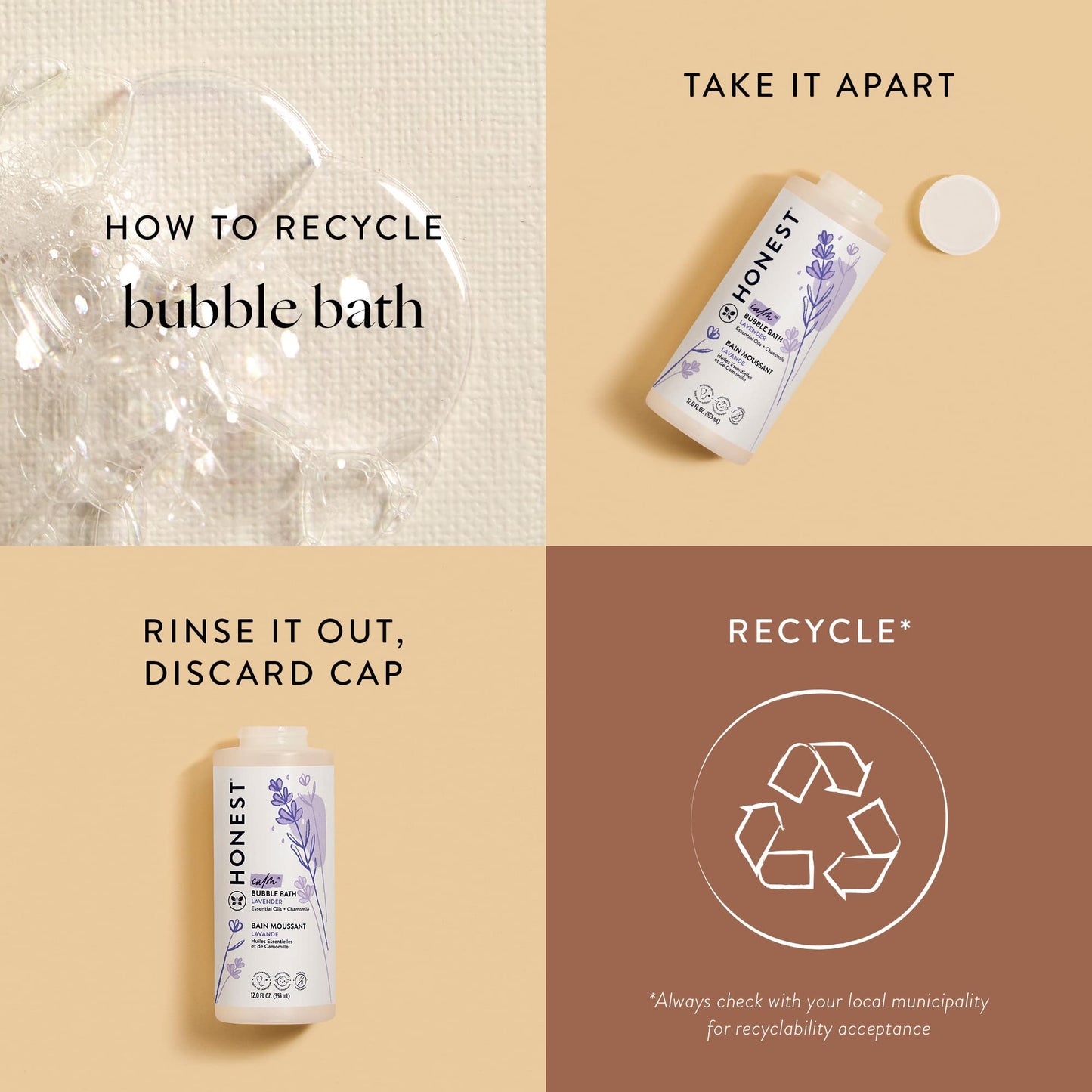 The Honest Company Foaming Bubble Bath | Gentle for Baby | Naturally Derived, Tear-free, Hypoallergenic | Lavender Calm, 12 fl oz