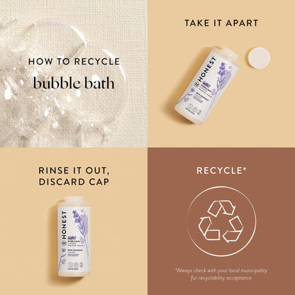 The Honest Company Foaming Bubble Bath | Gentle for Baby | Naturally Derived, Tear-free, Hypoallergenic | Lavender Calm, 12 fl oz